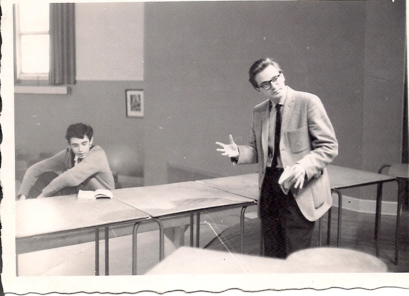 David Kellett in RHS Drama Club 1962 with Mr. Metcalfe